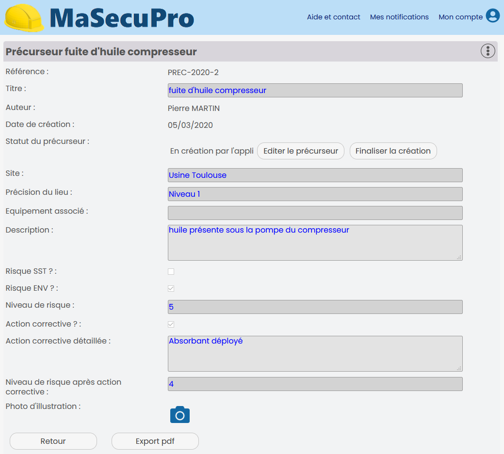 Constat réalisé avec MaSecuPro-pp